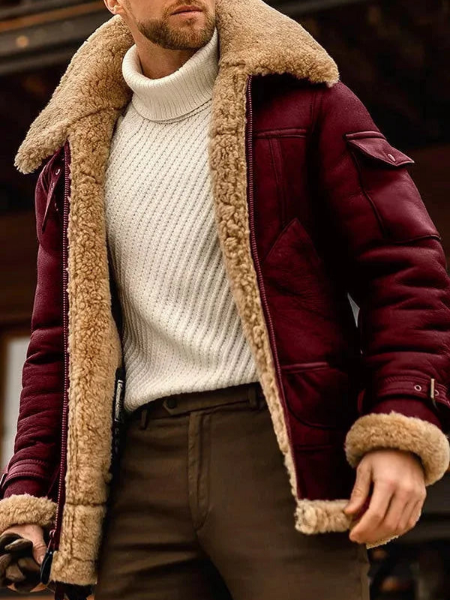 Leather Jacket for Men, Regular Fit | Winter | Red