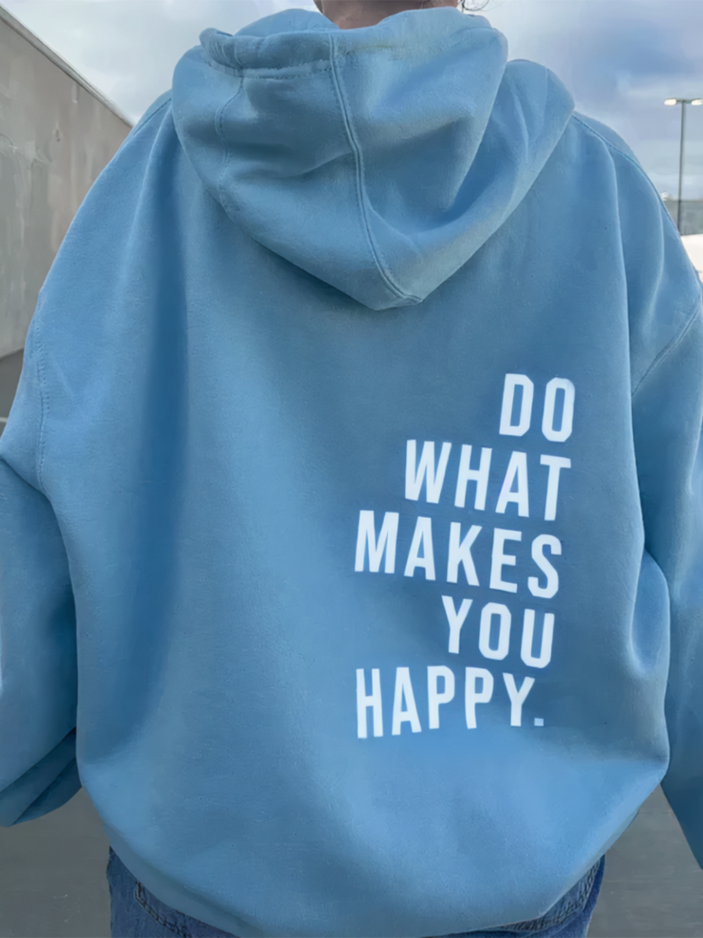 Letter Print Hoodie for Women | Comfortable | Blue
