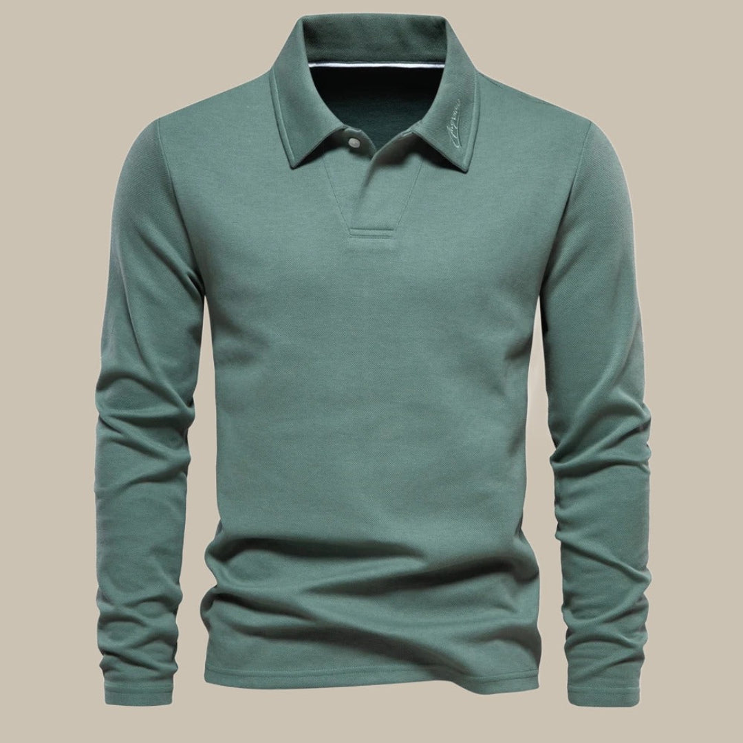 Long Sleeve Polo Shirts for Men | Comfortable Fit | Green