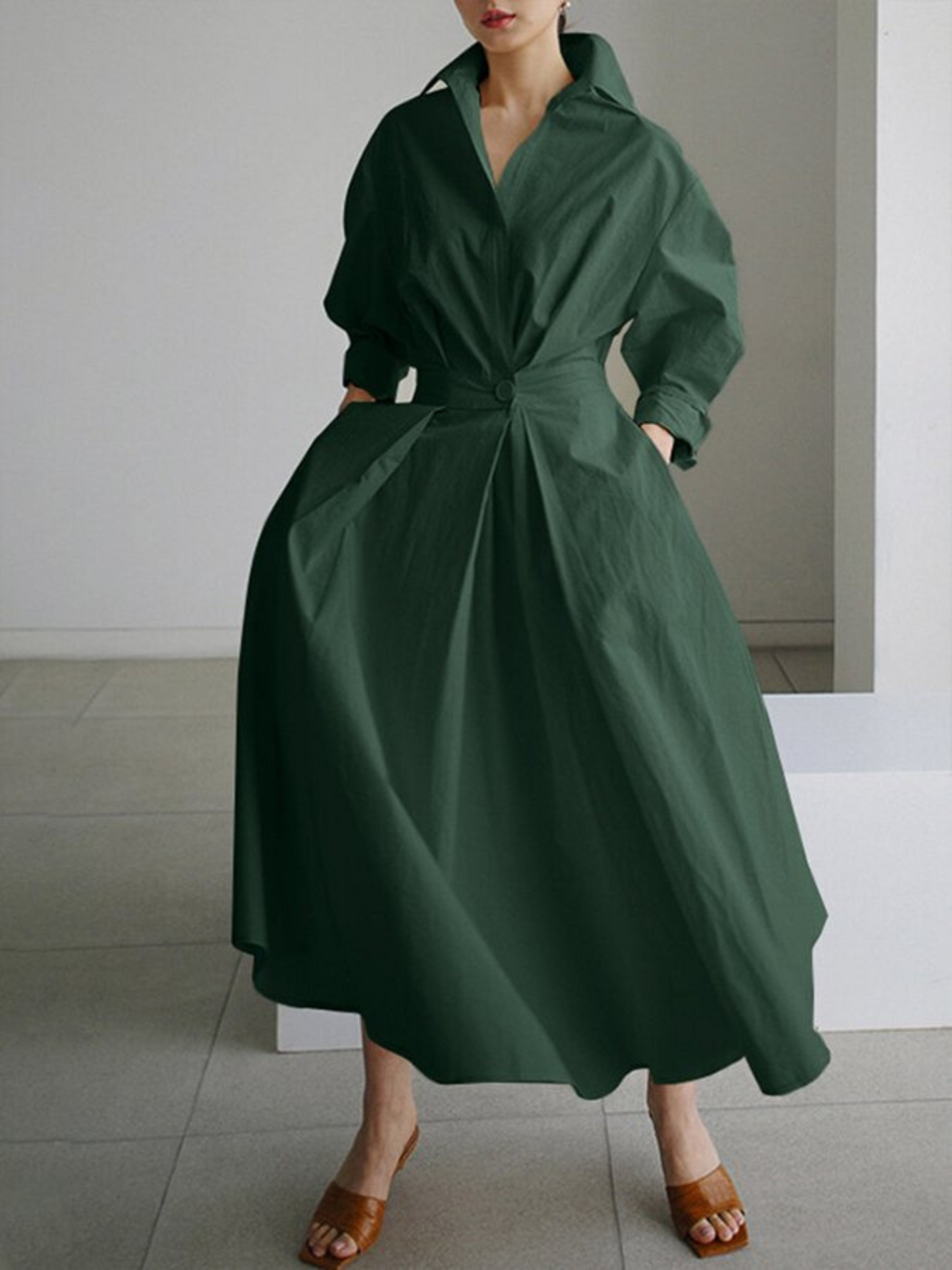 Long Sleeve Summer Dress | Modern Design | Green