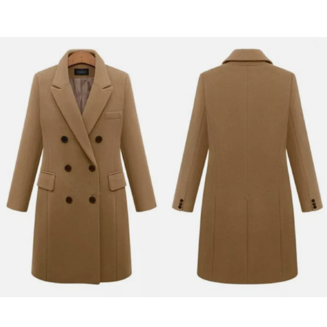 Long Winter Coat for Women | Modern Design | Khaki