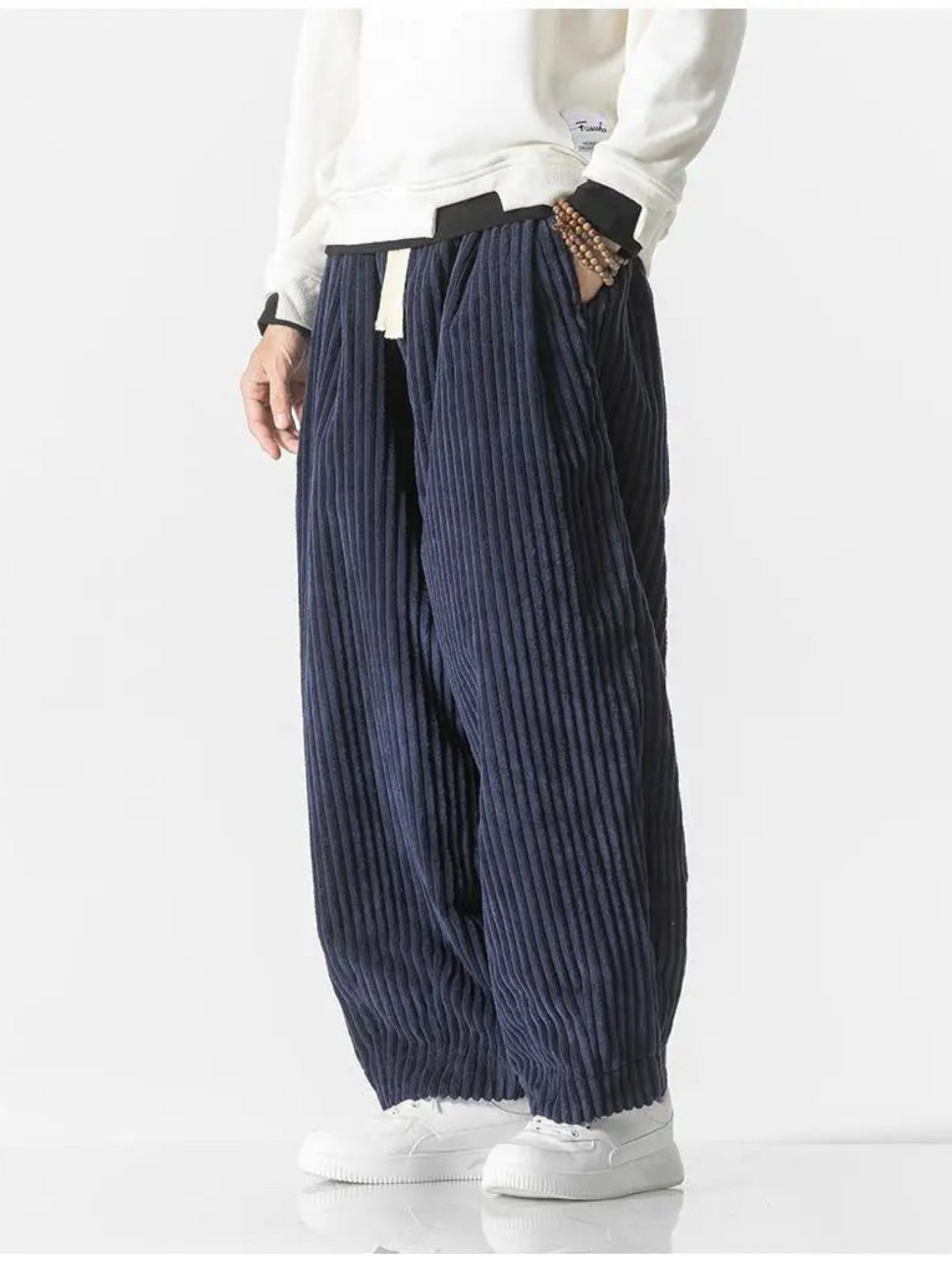 Loose Straight Pants for Men | Relaxed Fit | Navy Blue