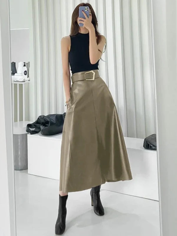 Women’s High Waist Midi Skirt – Elegant & Versatile A-Line Skirt for All Occasions