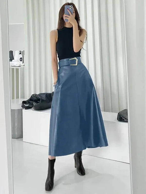Women’s High Waist Midi Skirt – Elegant & Versatile A-Line Skirt for All Occasions