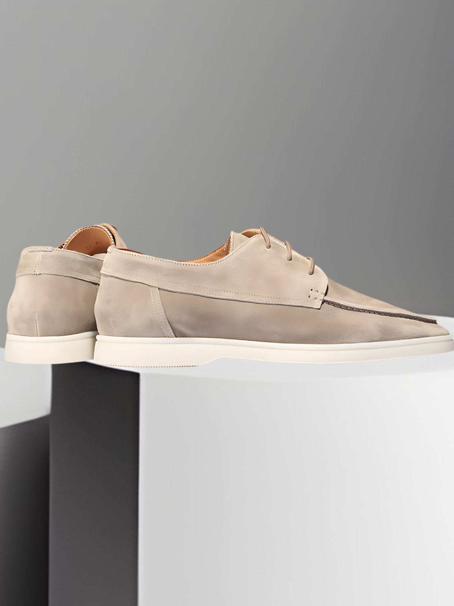 Men's Classic Leather Shoes with Cushioned Insole and Rubber Sole | Khaki 1