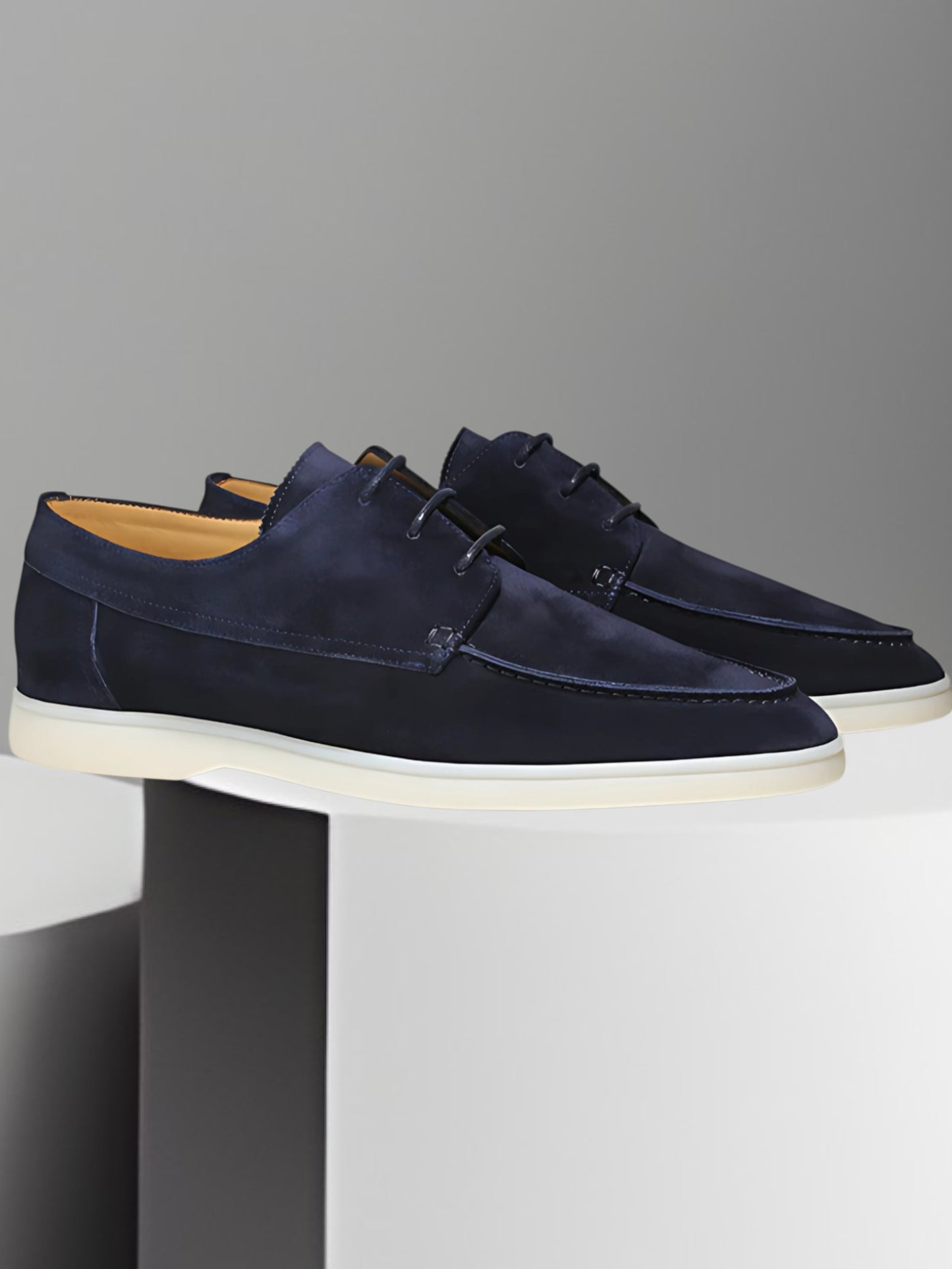 Men's Classic Leather Shoes with Cushioned Insole and Rubber Sole | Navy Blue