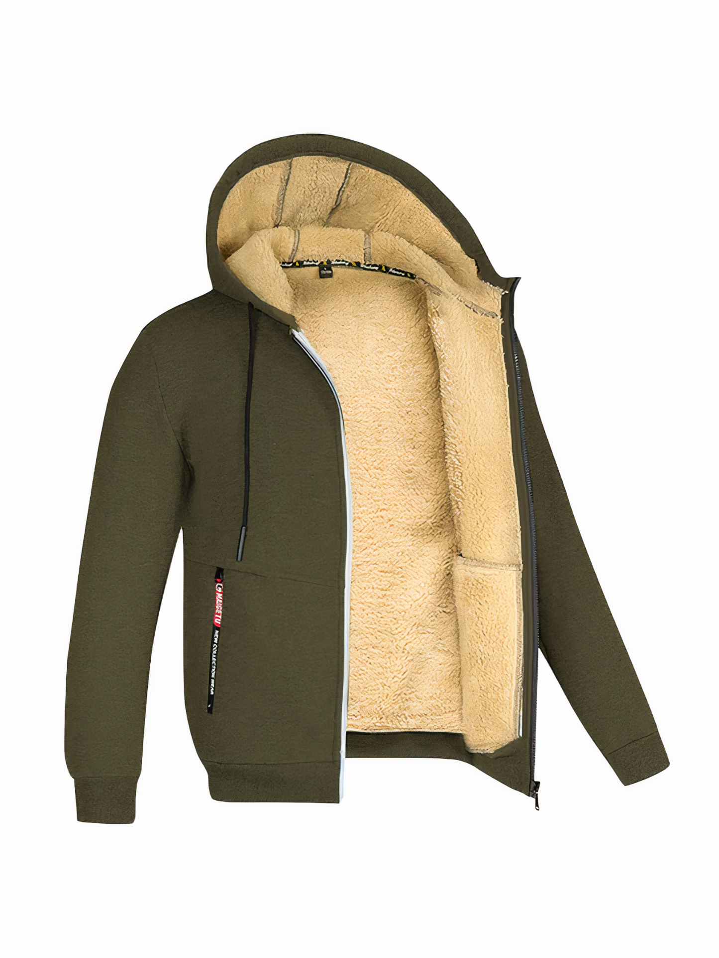 Men's Fleece Jacket, Adjustable Fit | Winter | Army Green1