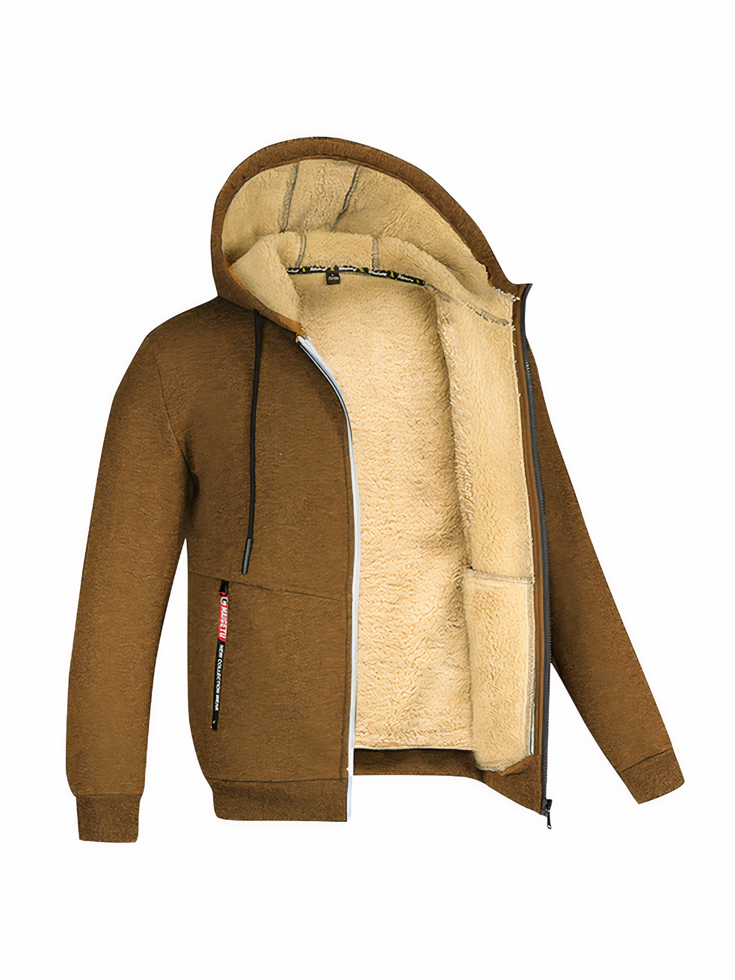 Men's Fleece Jacket, Adjustable Fit | Winter | Brown