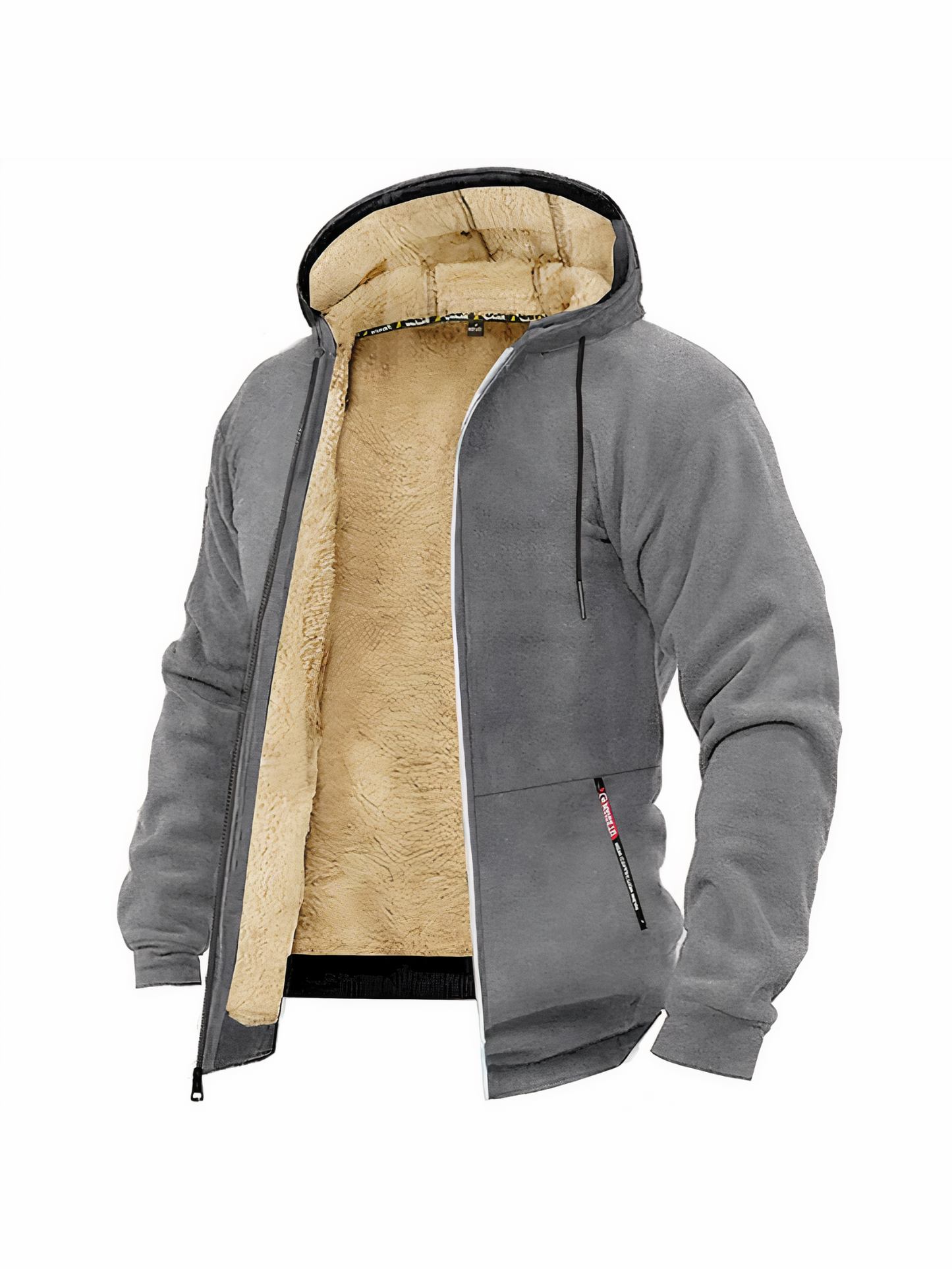 Men's Fleece Jacket, Adjustable Fit | Winter | Light Gray