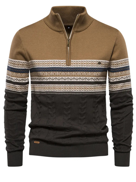 Men's Half Zip Sweater | Regular Fit | Khaki