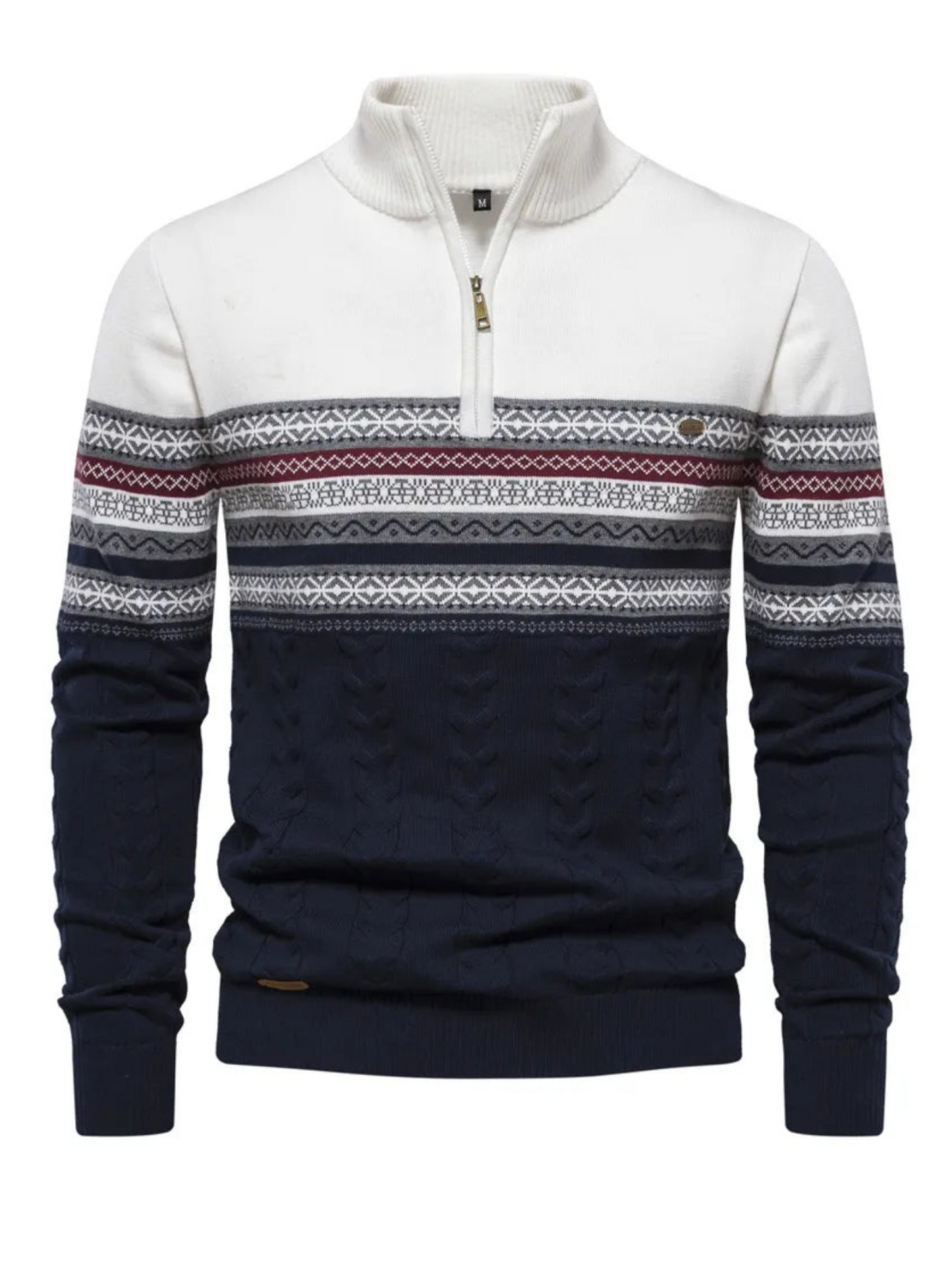 Men's Half Zip Sweater | Regular Fit | White
