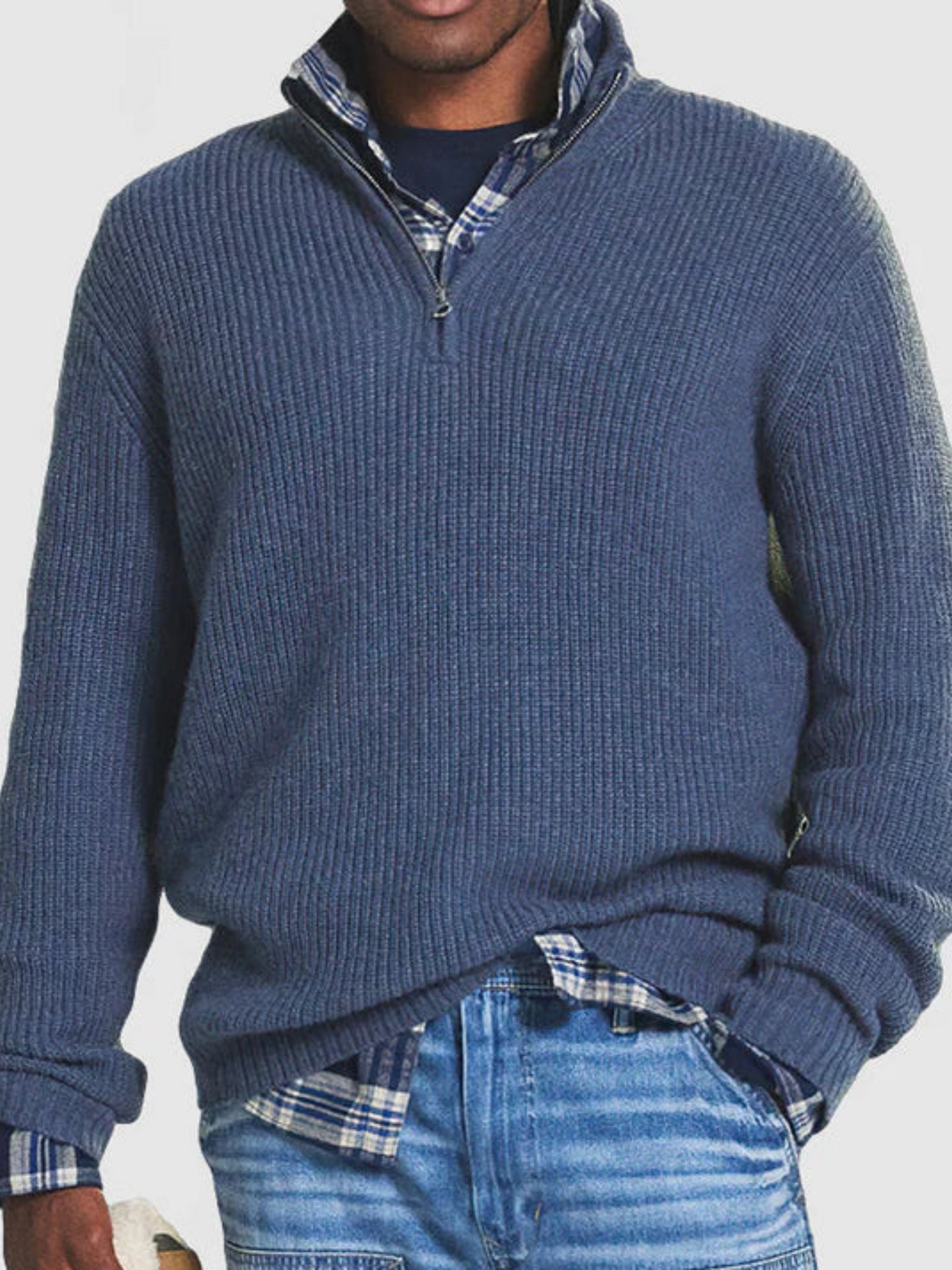 Men's Half Zip Sweatshirt | Casual Fit | Blue