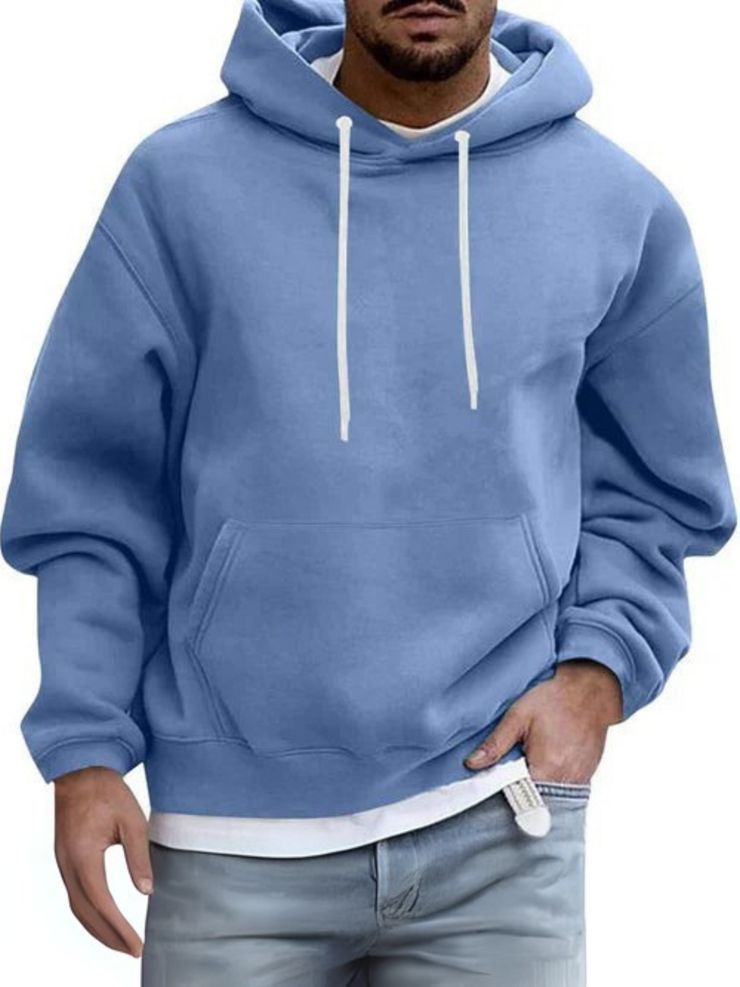 Men's Hoodie, Adjustable Hood | Kangaroo Pocket | Blue