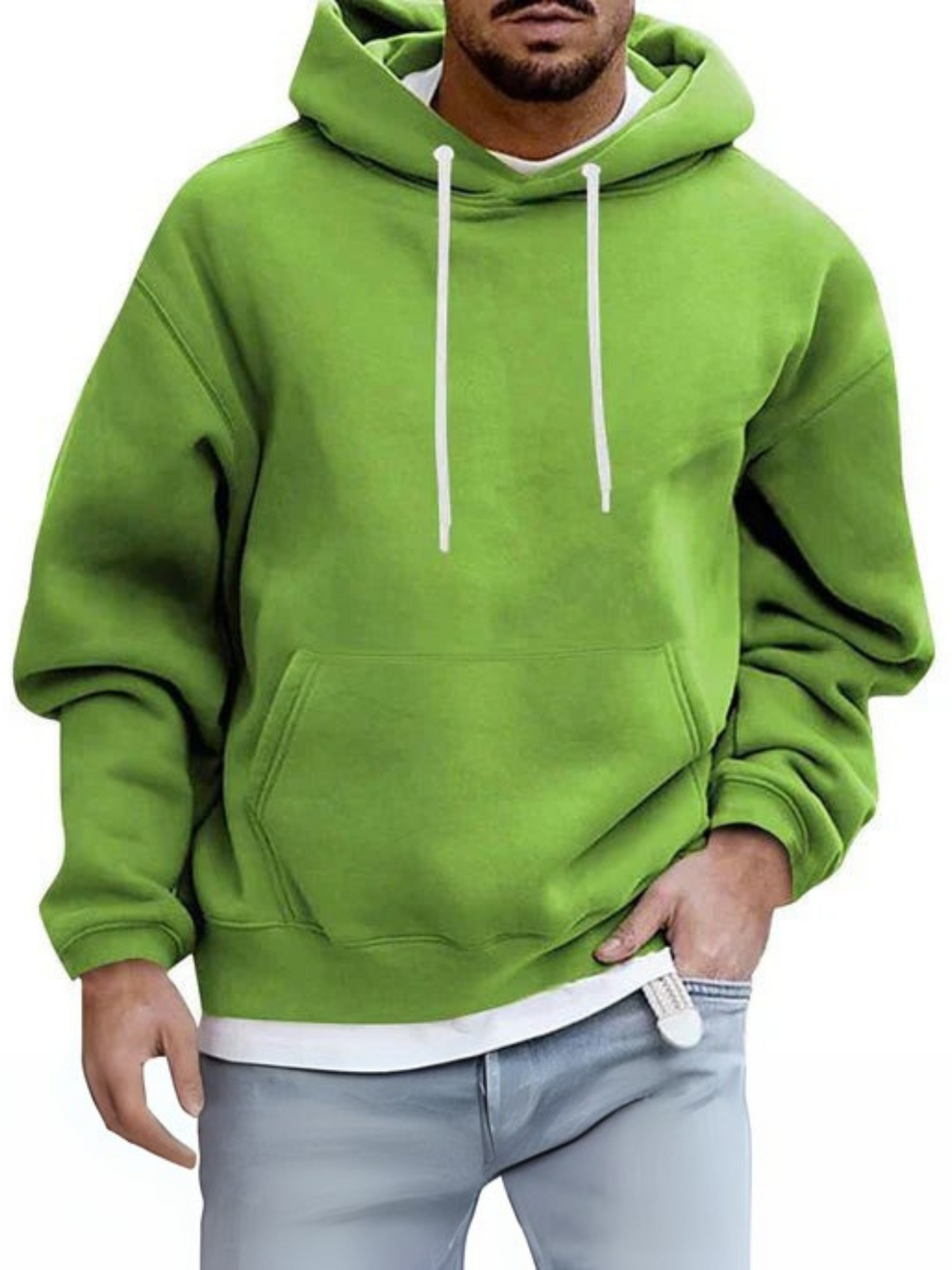 Men's Hoodie, Adjustable Hood | Kangaroo Pocket | Light Green