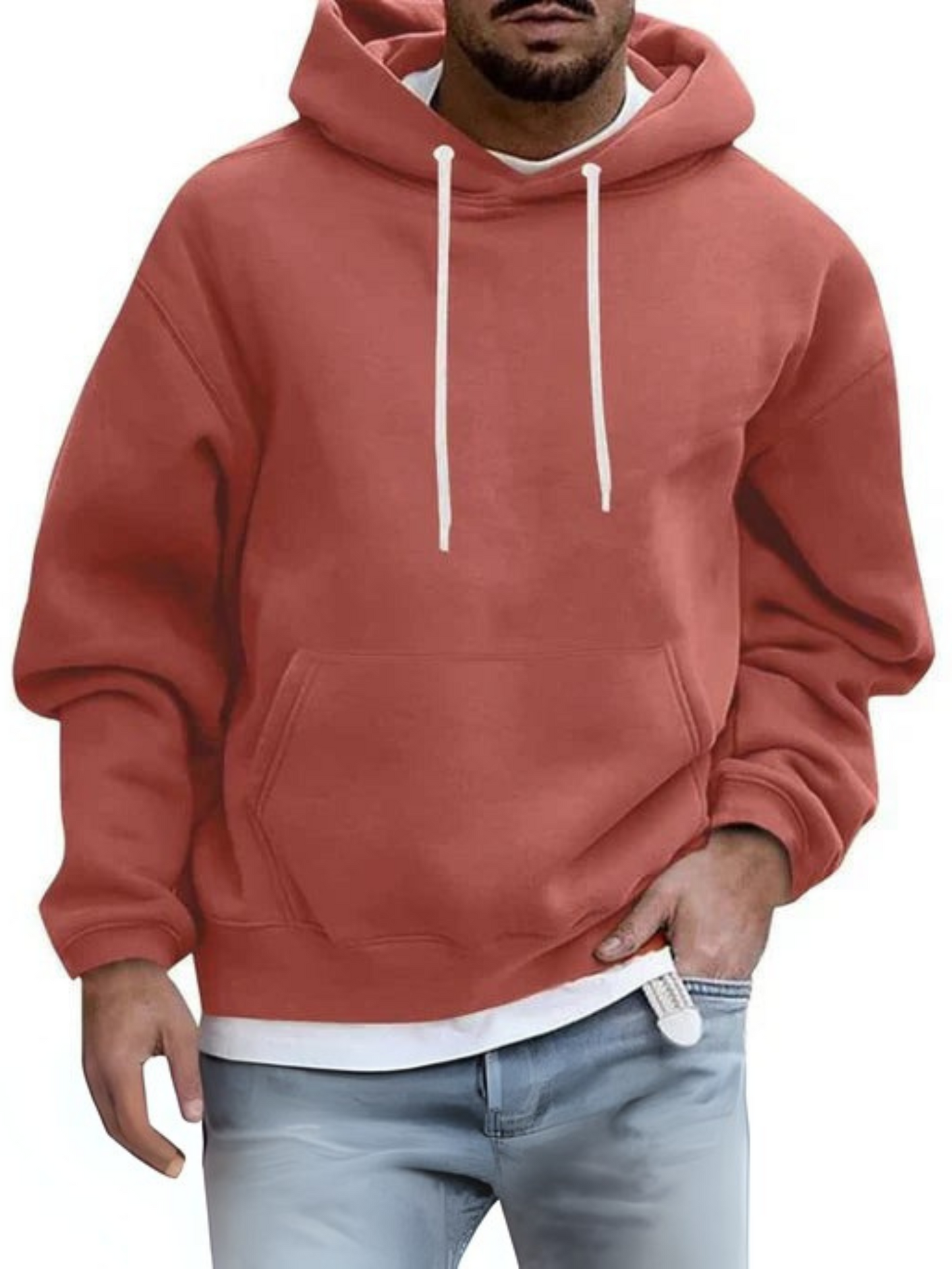 Men's Hoodie, Adjustable Hood | Kangaroo Pocket | Orange