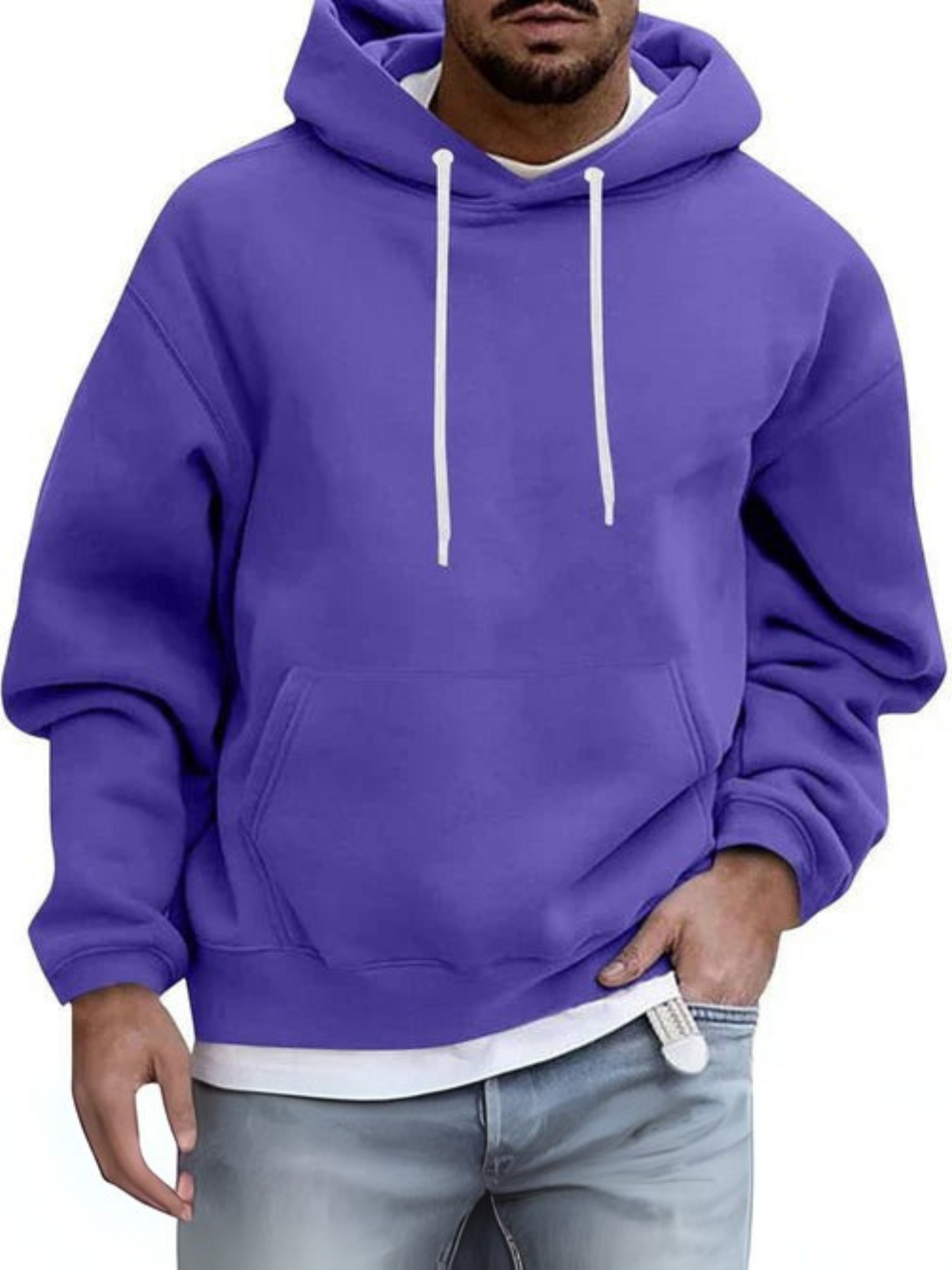Men's Hoodie, Adjustable Hood | Kangaroo Pocket | Violet