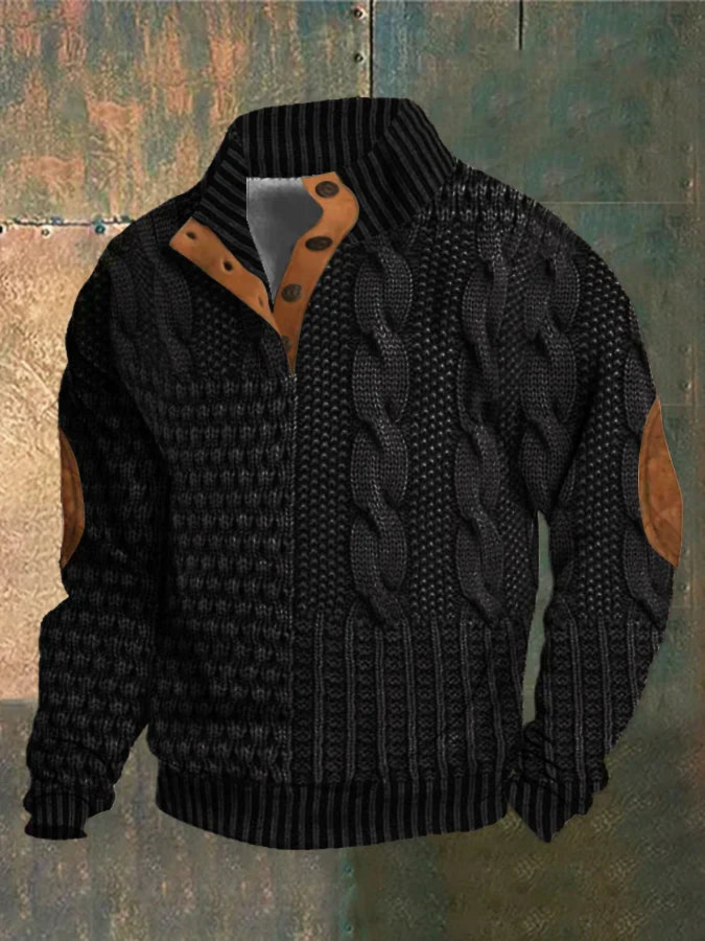 Men's Pullover, Textured Knit | Winter | Black
