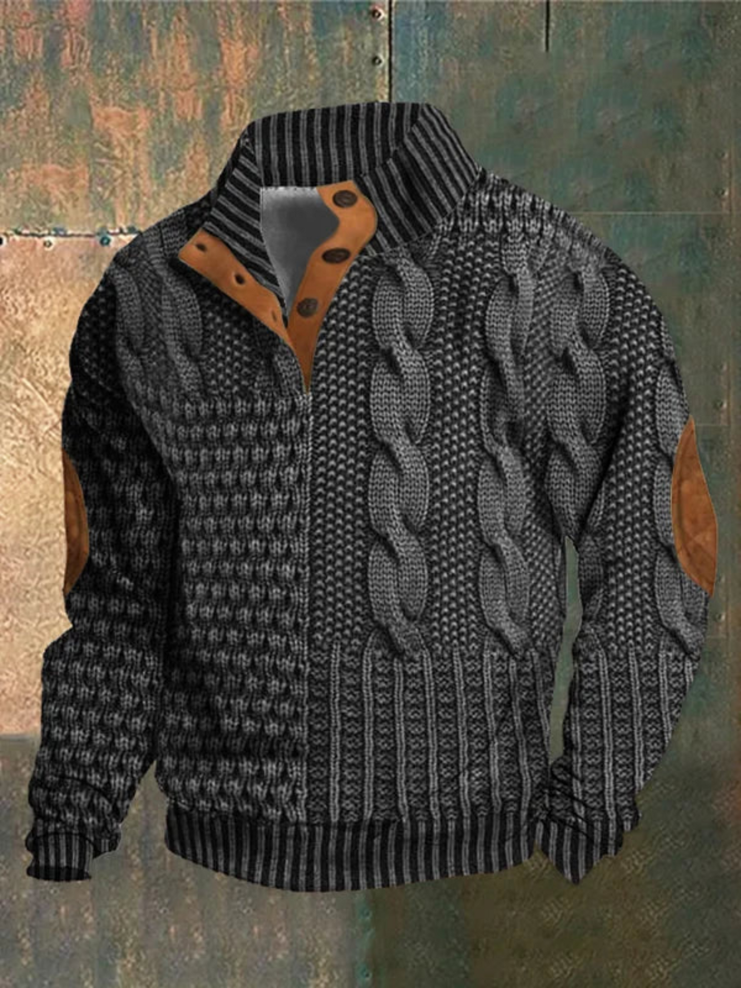 Men's Pullover, Textured Knit | Winter | Dark Gray