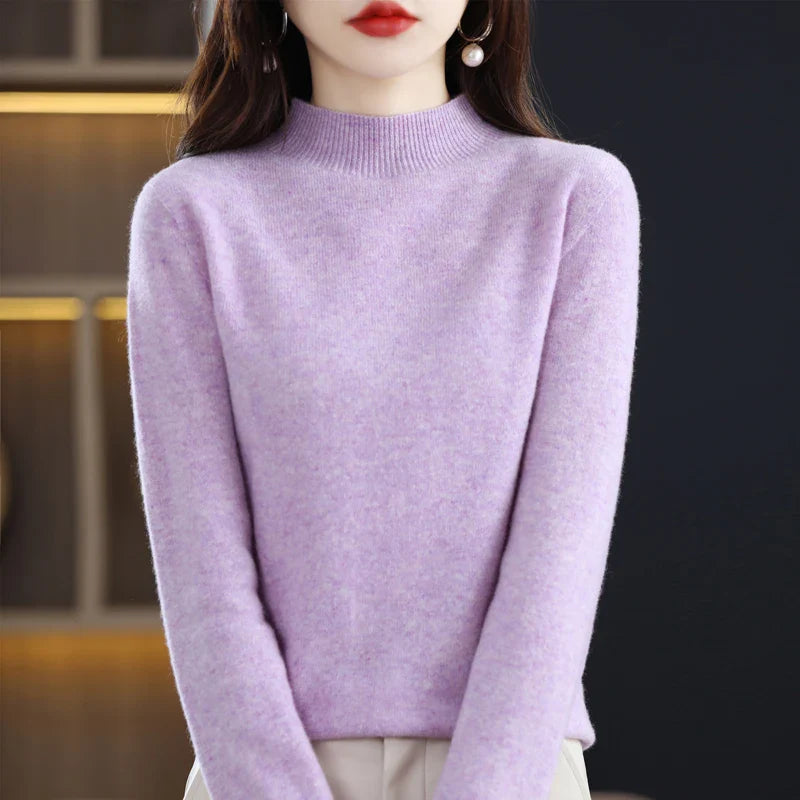 Merino Wool Sweater for Women | Slim Fit | Light Purple