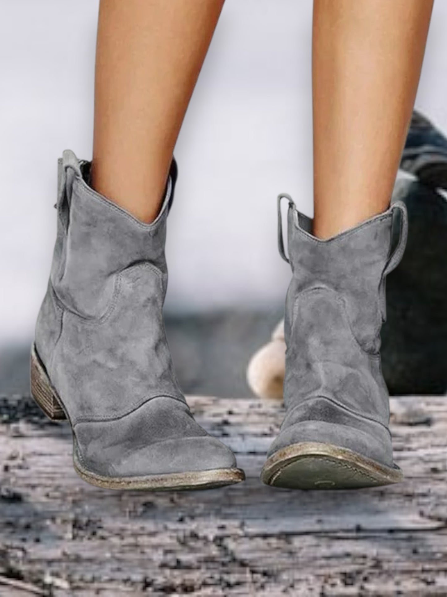 Mia | Vintage Ankle Boots for Women in Durable Leather with Comfortable Footbed | Gray