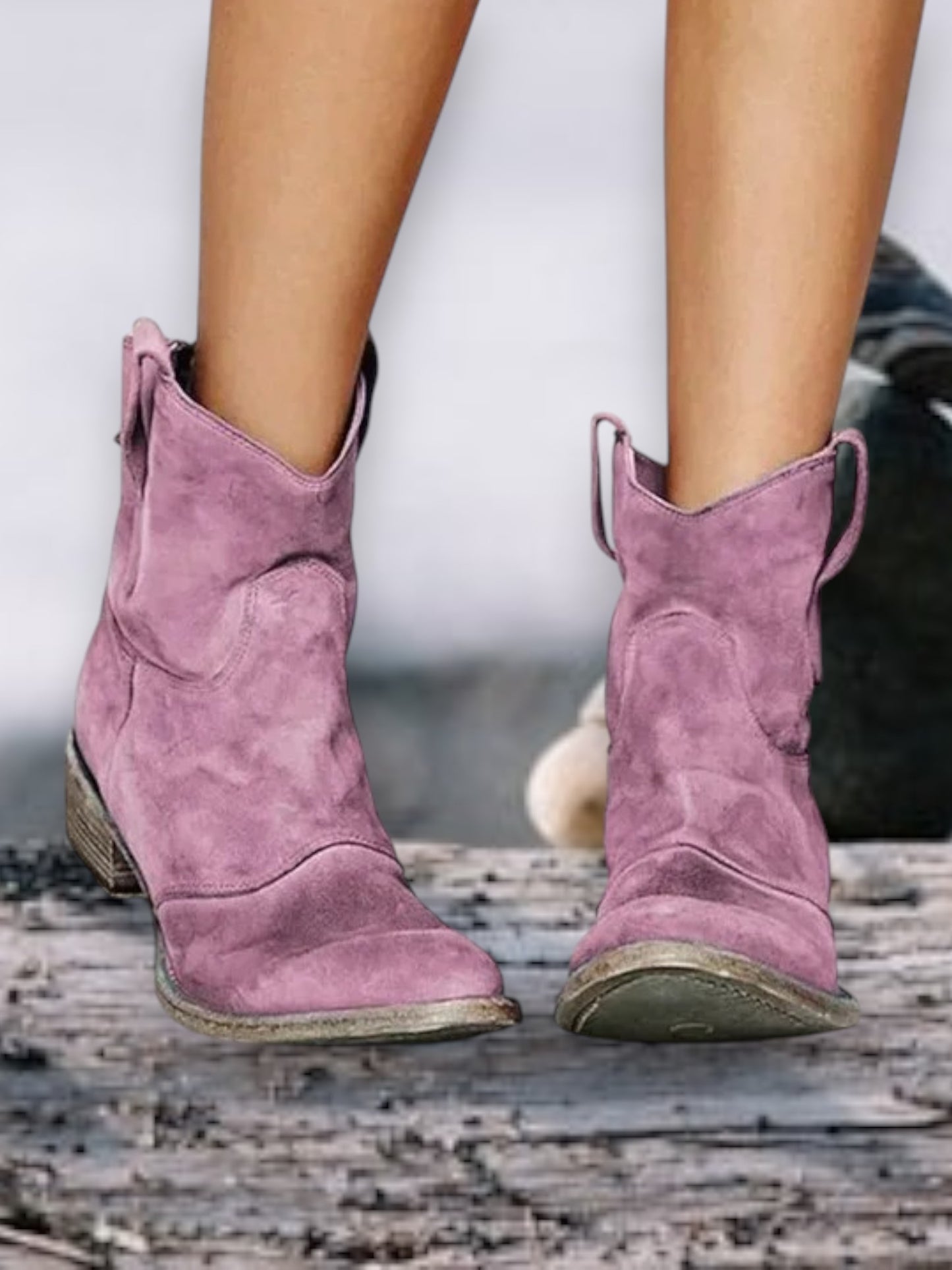 Mia | Vintage Ankle Boots for Women in Durable Leather with Comfortable Footbed | Pink