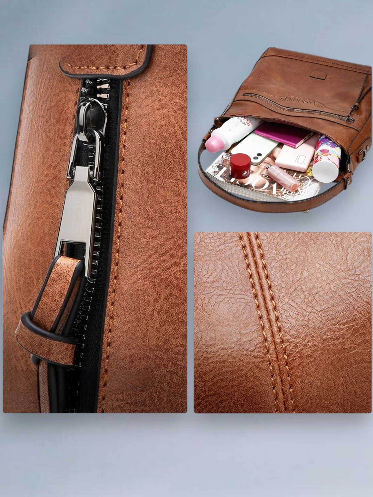 Muriel | Vintage-Charm Leather Shoulder Bag with Spacious Design | Brown 4