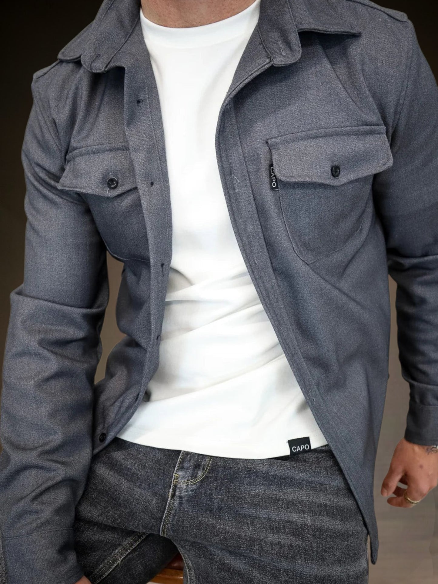 Oswin | Men's Overshirt in Durable Fabric with Long Sleeves and Modern Fit for All Seasons | Darkgray