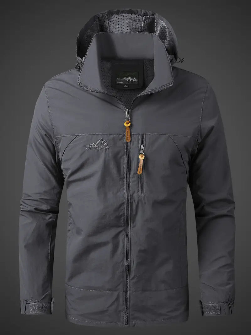 Outdoor Jacket for Men | Water-Resistant, Windproof | Gray