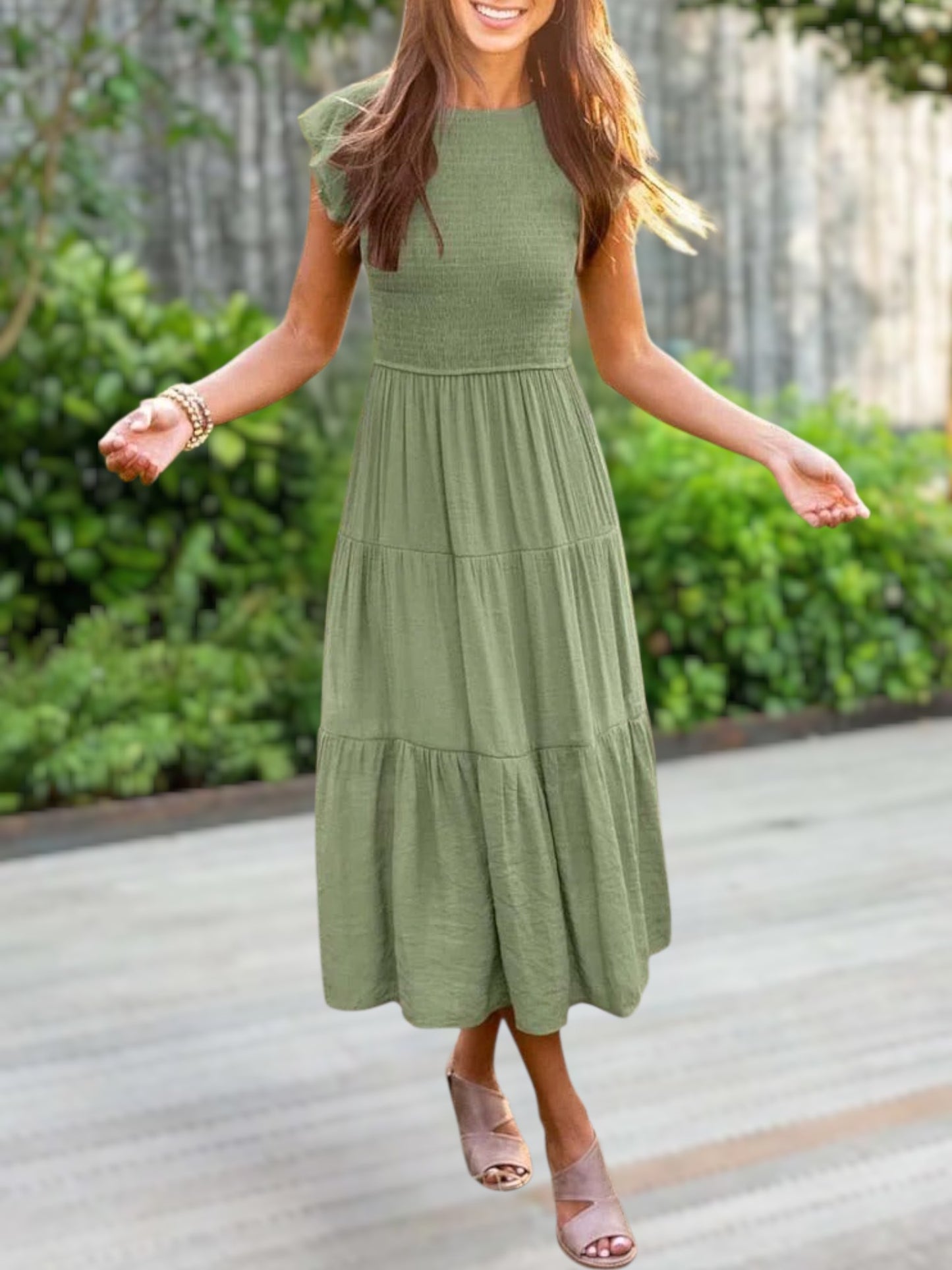 Phaedra | Women's Plus Size Dress with Tummy-Covering Fit for Summer Comfort | Light Green