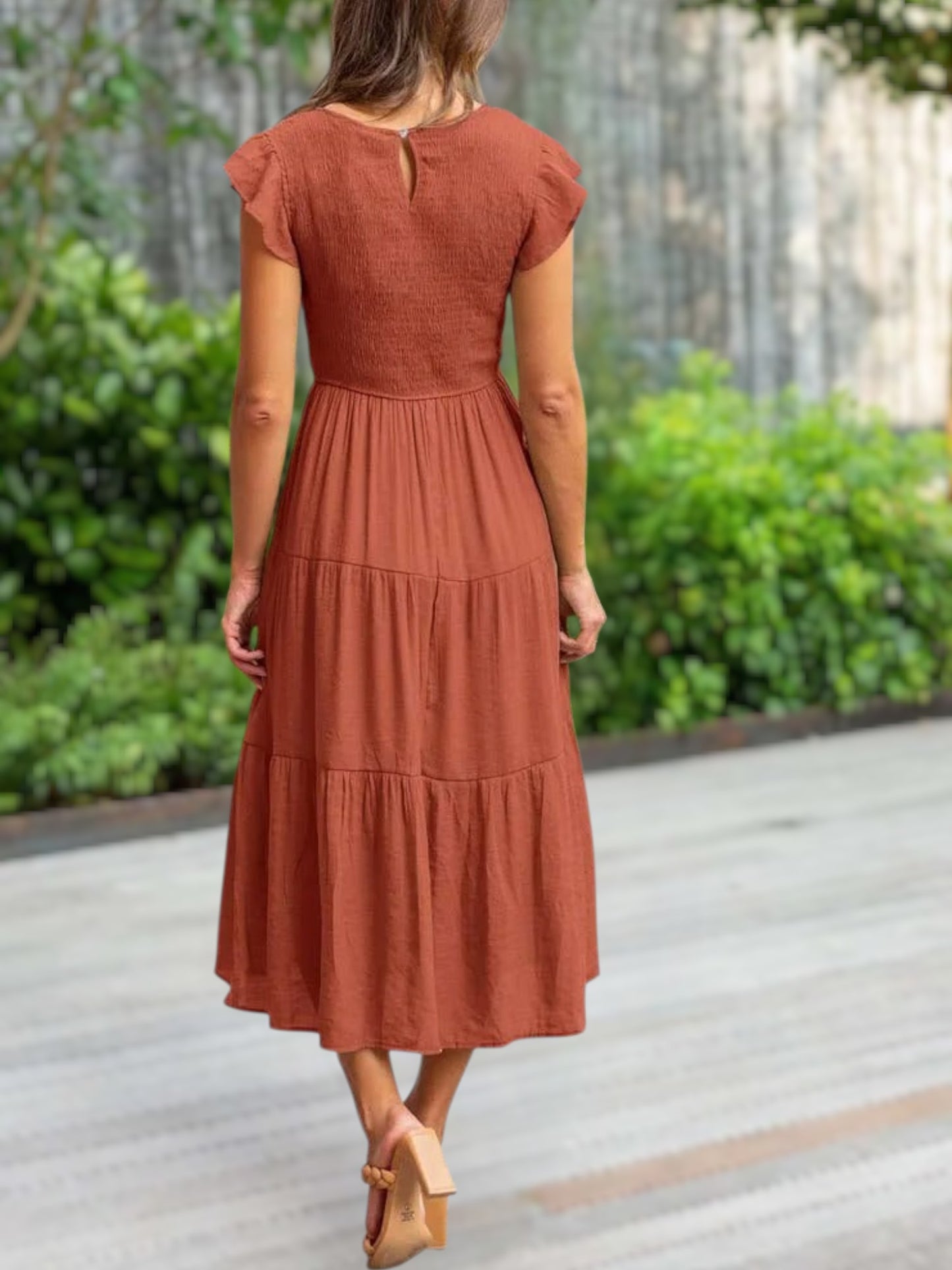 Phaedra | Women's Plus Size Dress with Tummy-Covering Fit for Summer Comfort | Orange 3