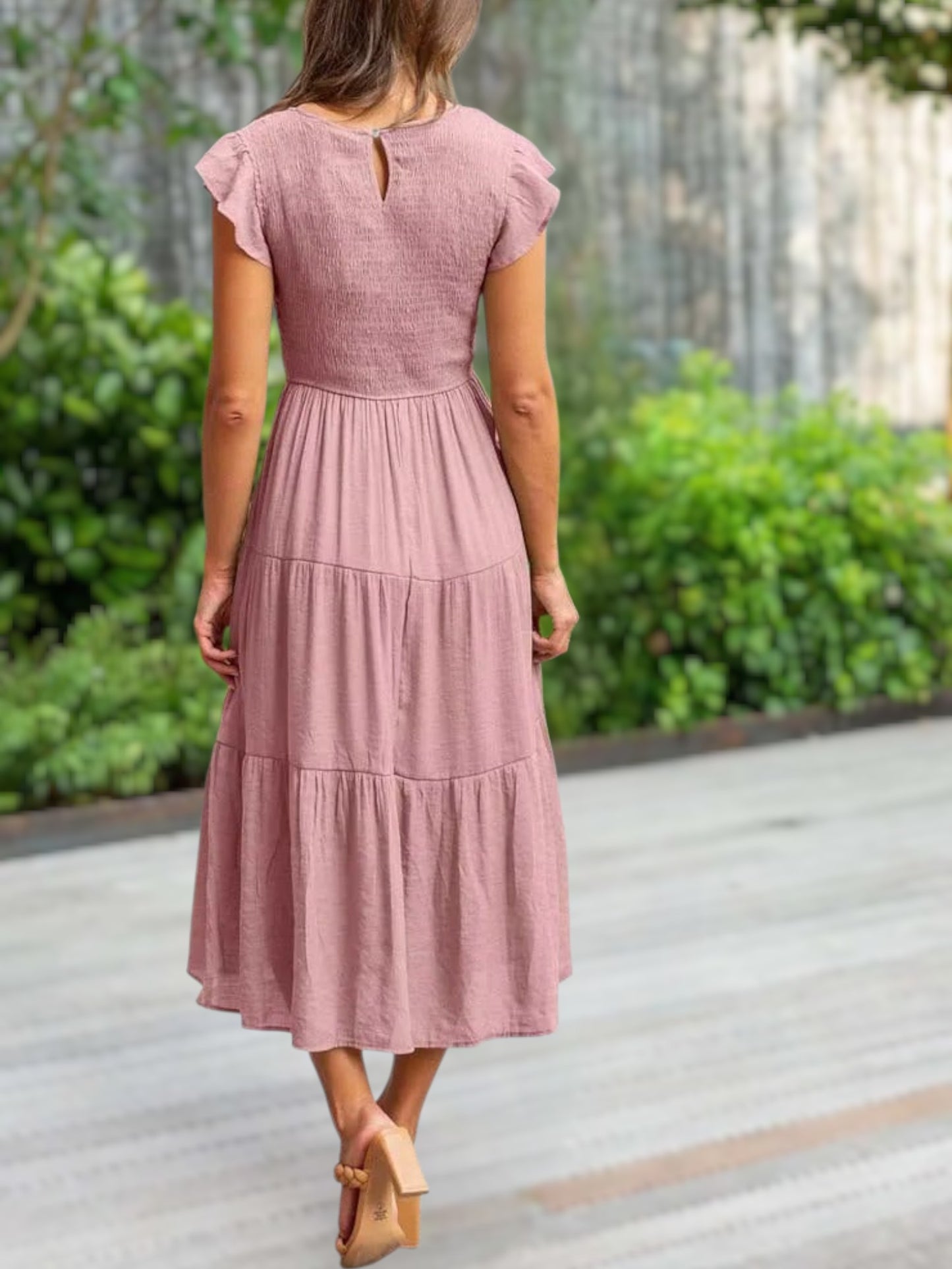 Phaedra | Women's Plus Size Dress with Tummy-Covering Fit for Summer Comfort | Pink 3