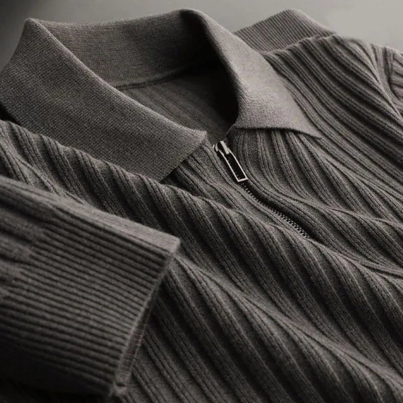 Polo Sweater for Men, Zip Closure | Winter | Gray1