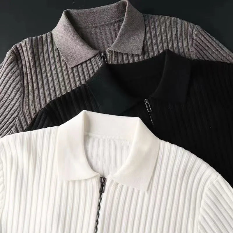 Polo Sweater for Men, Zip Closure | Winter | Gray2