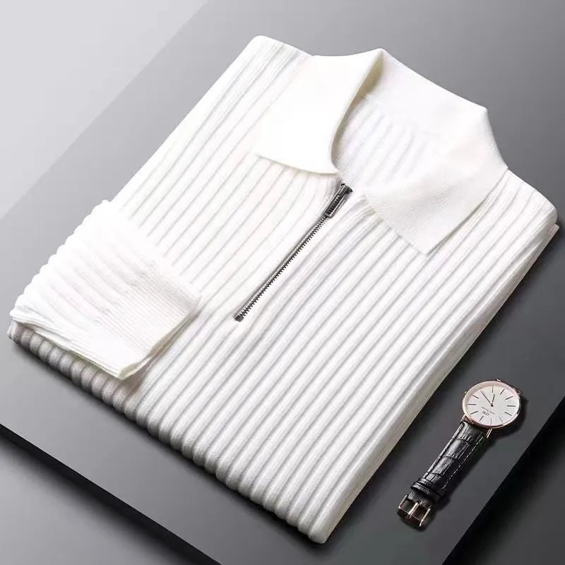 Polo Sweater for Men, Zip Closure | Winter | White