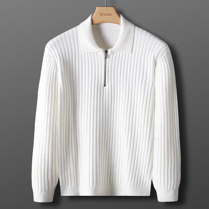 Polo Sweater for Men, Zip Closure | Winter | White1