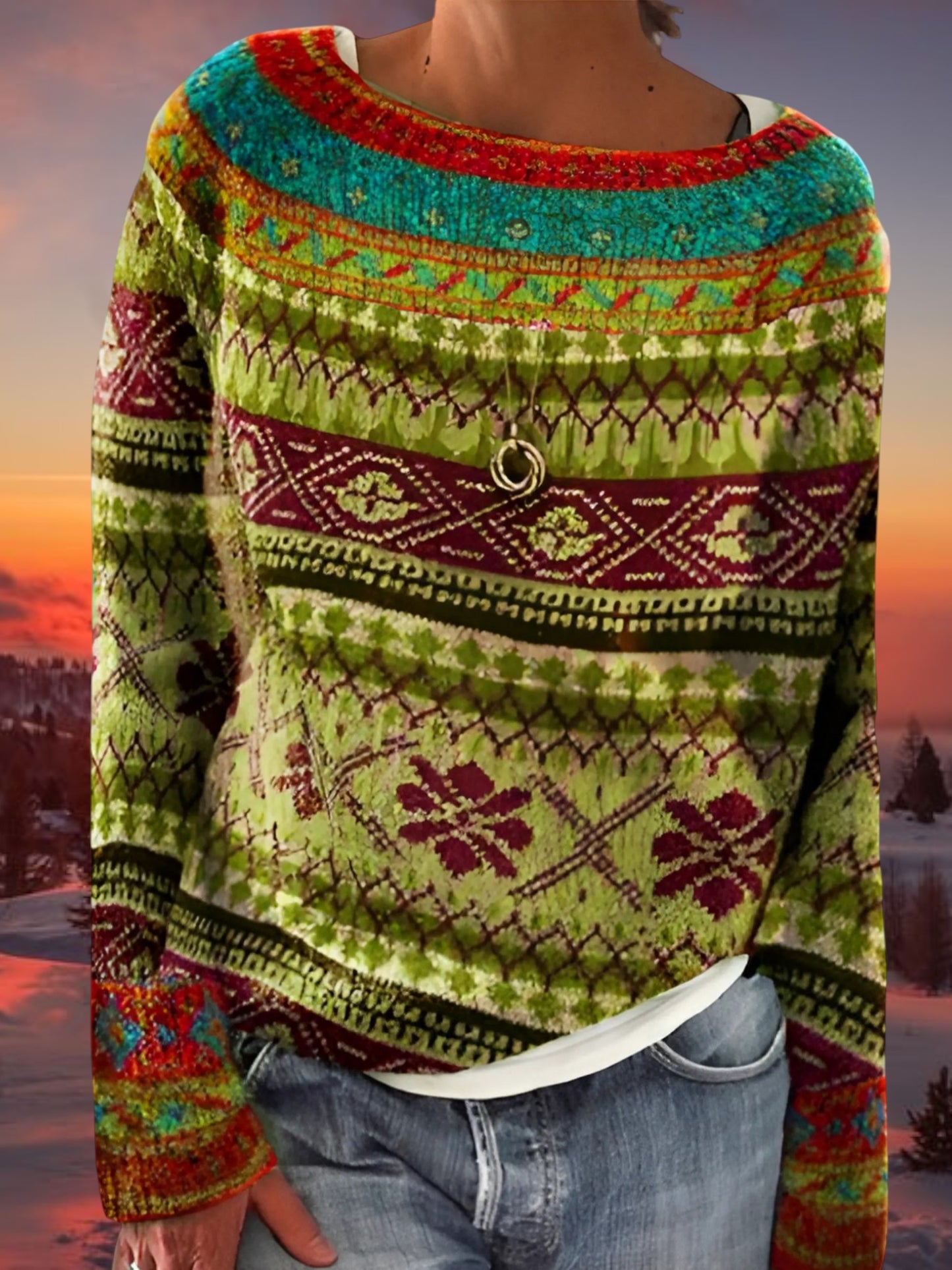 Relaxed Fit Pullover Sweater | Boat Neck | Yellow