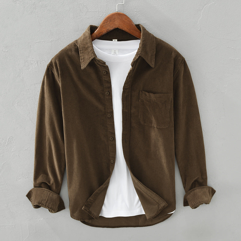 Retro Cord Shirt for Men | Classic Fit | Brown