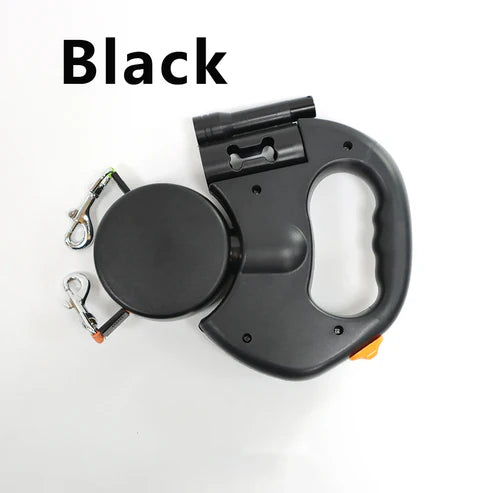 Retractable Dual Dog Leash – No-Tangle, LED Light & Reflective Leads