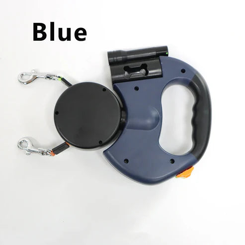 Retractable Dual Dog Leash – No-Tangle, LED Light & Reflective Leads
