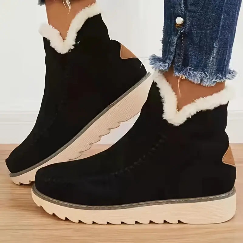 Sheepskin Boots for Women | Non-Slip Rubber Sole | Black