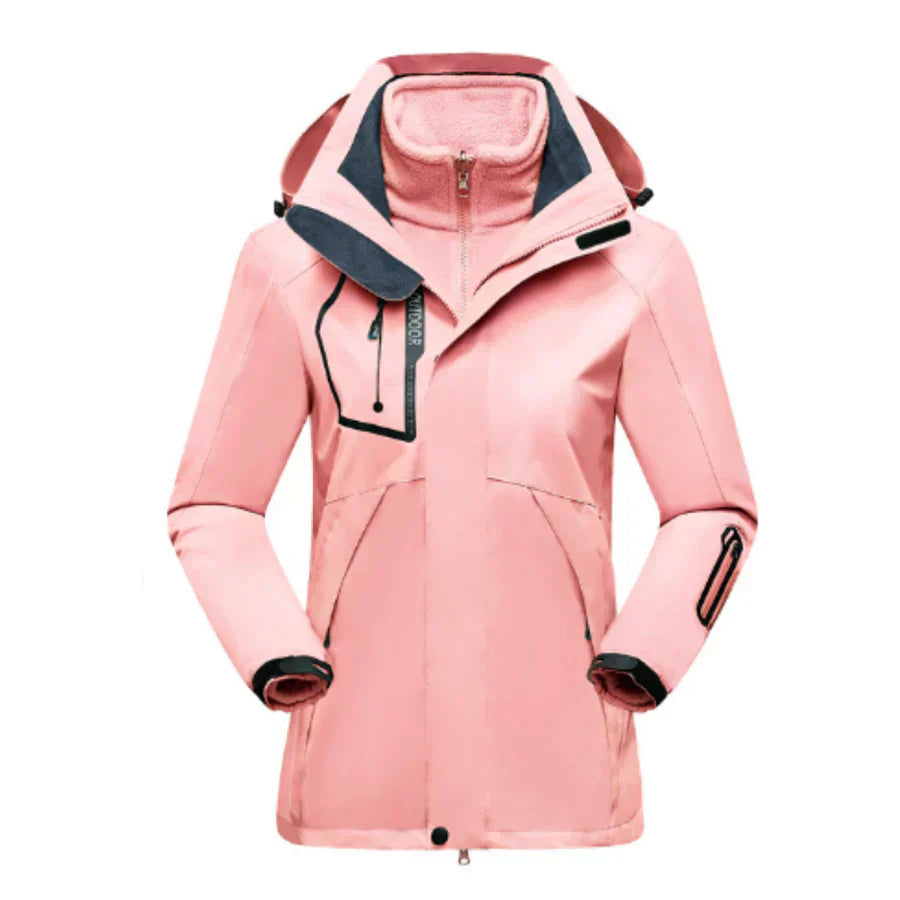 Ski Jacket for Women, Water-Resistant | Removable Inner Jacket | Pink