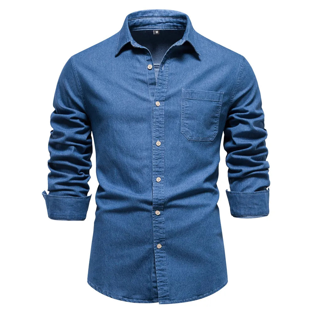 Slim Fit Long Sleeve Shirt for Men | Classic Collar | Blue