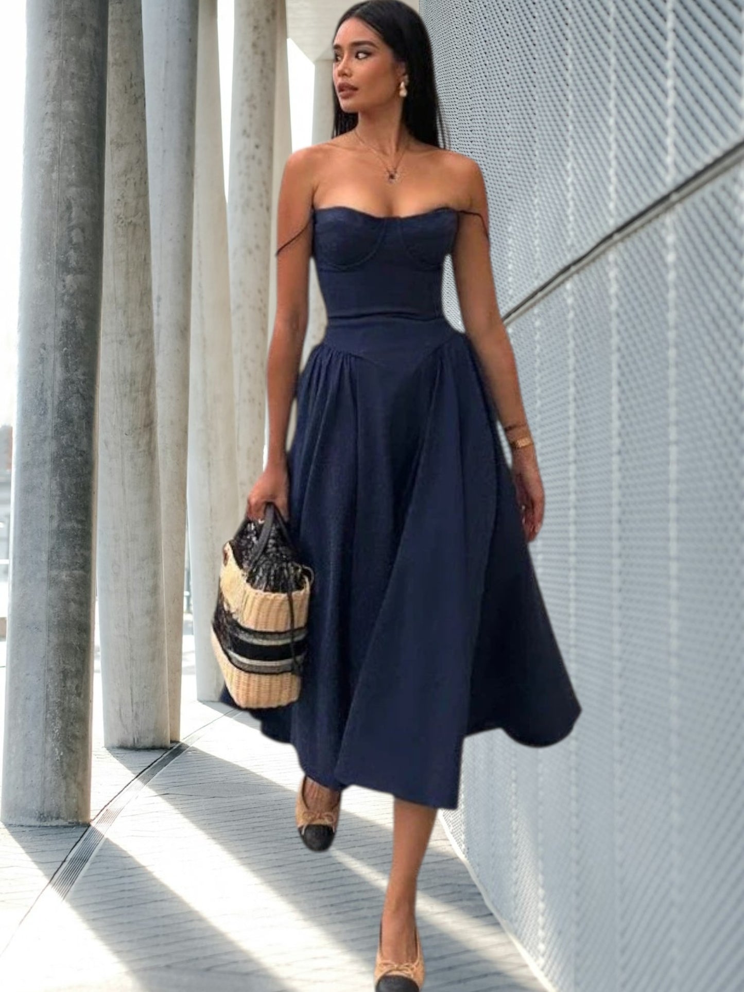 Sofia | Elegant Midi Dress for Women, Sleeveless, Party & Wedding Guest Ready | Navy blue 2