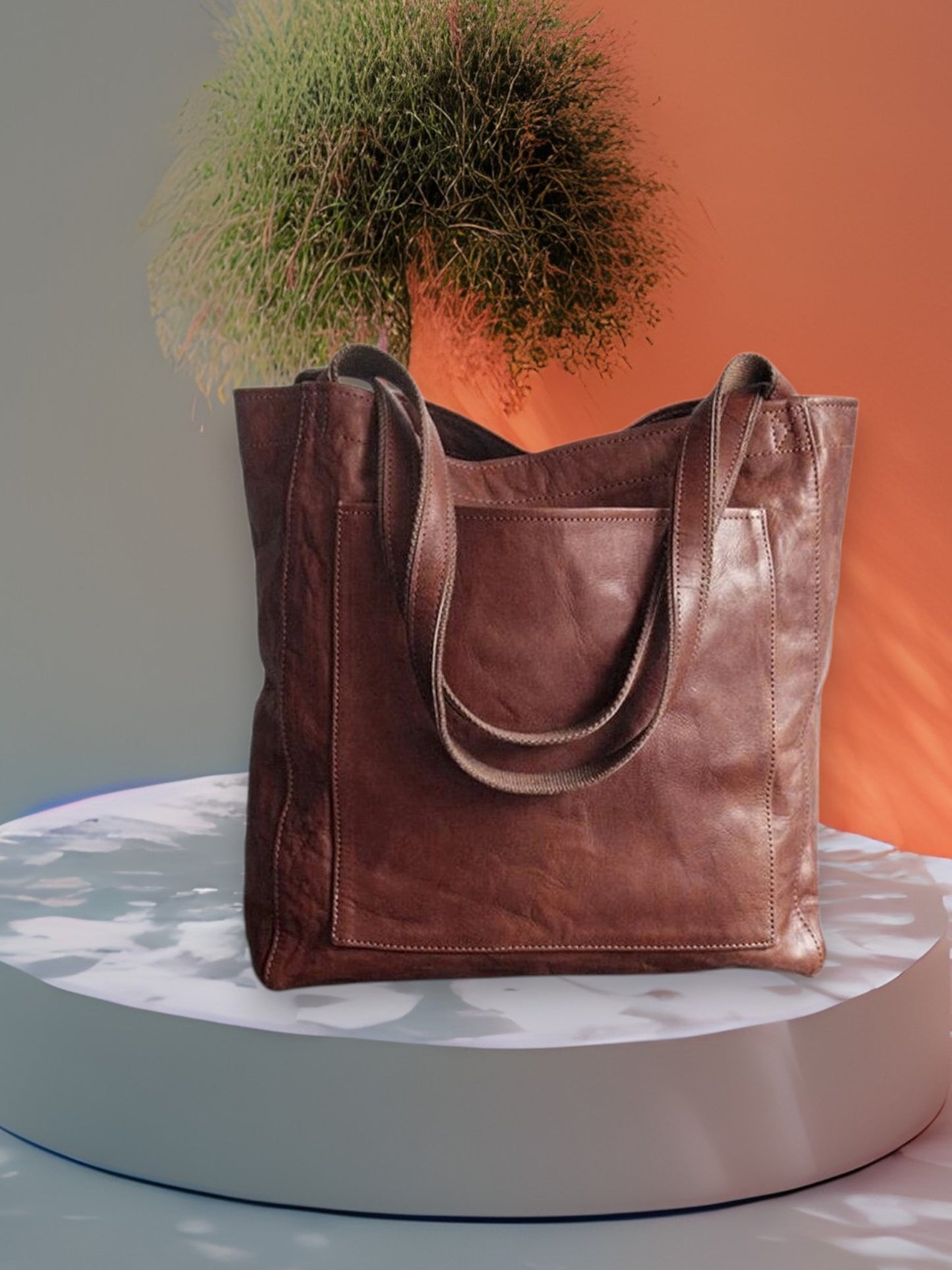 Sophia | Elegant Vegan Leather Handbag with Large Capacity and Timeless Design | Dark Brown