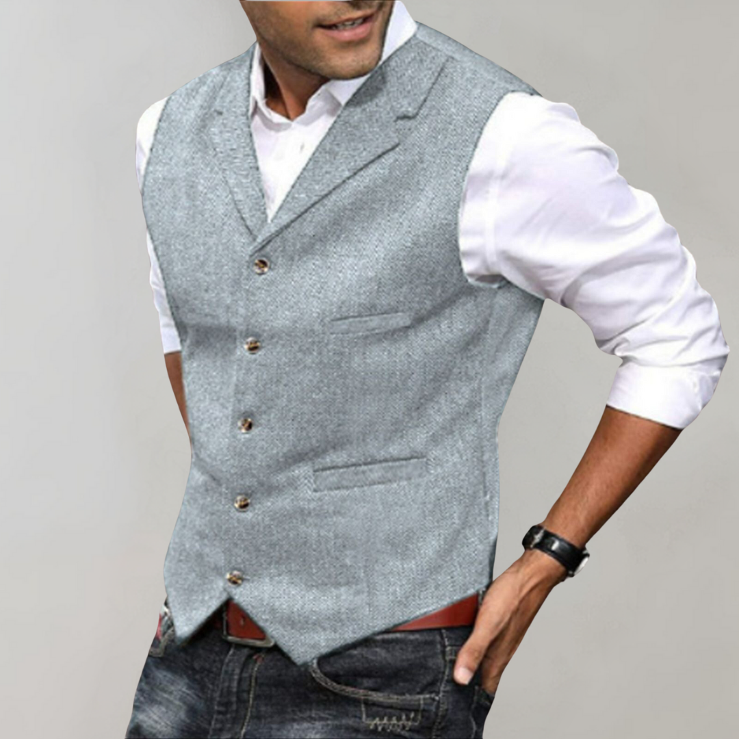 Suit Vest for Men | Tailored Fit, Functional Pockets | Light Gray