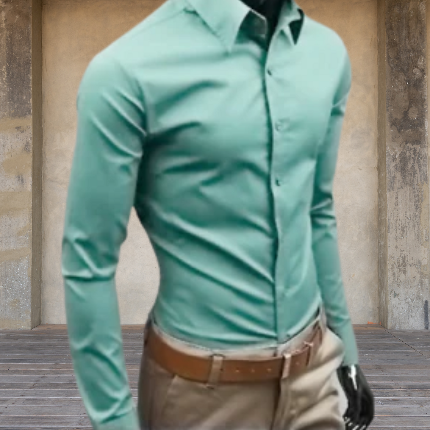 Sustainable Long Sleeve Men's Shirt in Soft Fabric for Comfortable Fit | Cyan