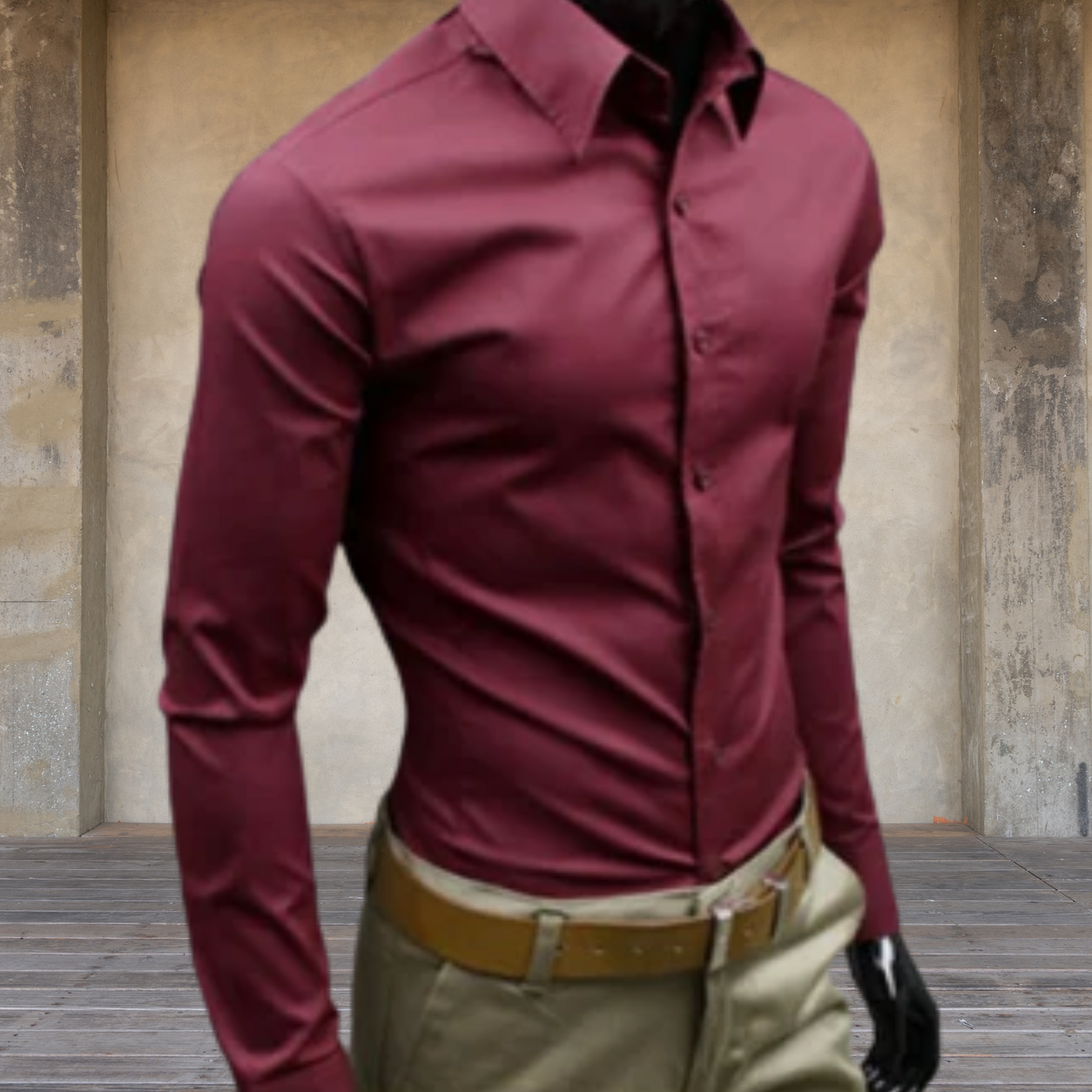 Sustainable Long Sleeve Men's Shirt in Soft Fabric for Comfortable Fit | Maroon