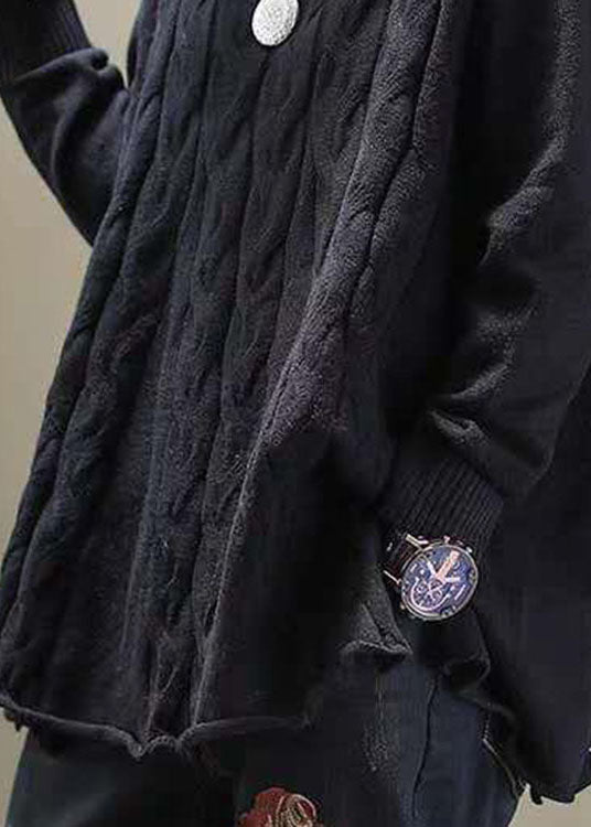 Sweater for Women | Knitted with Side Open Detail | Black1