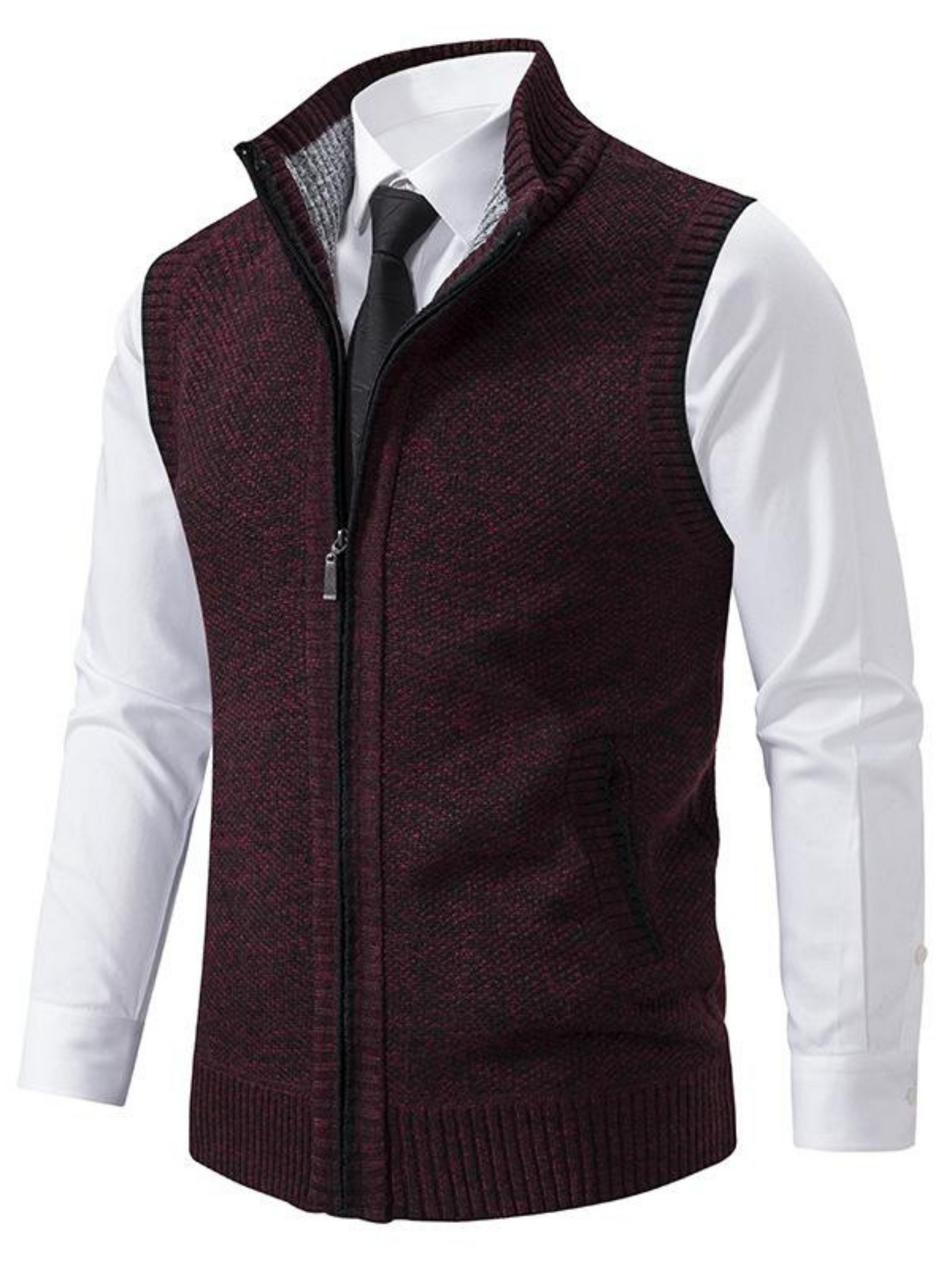 Textured Pattern Vest for Men | Slim Fit | Red