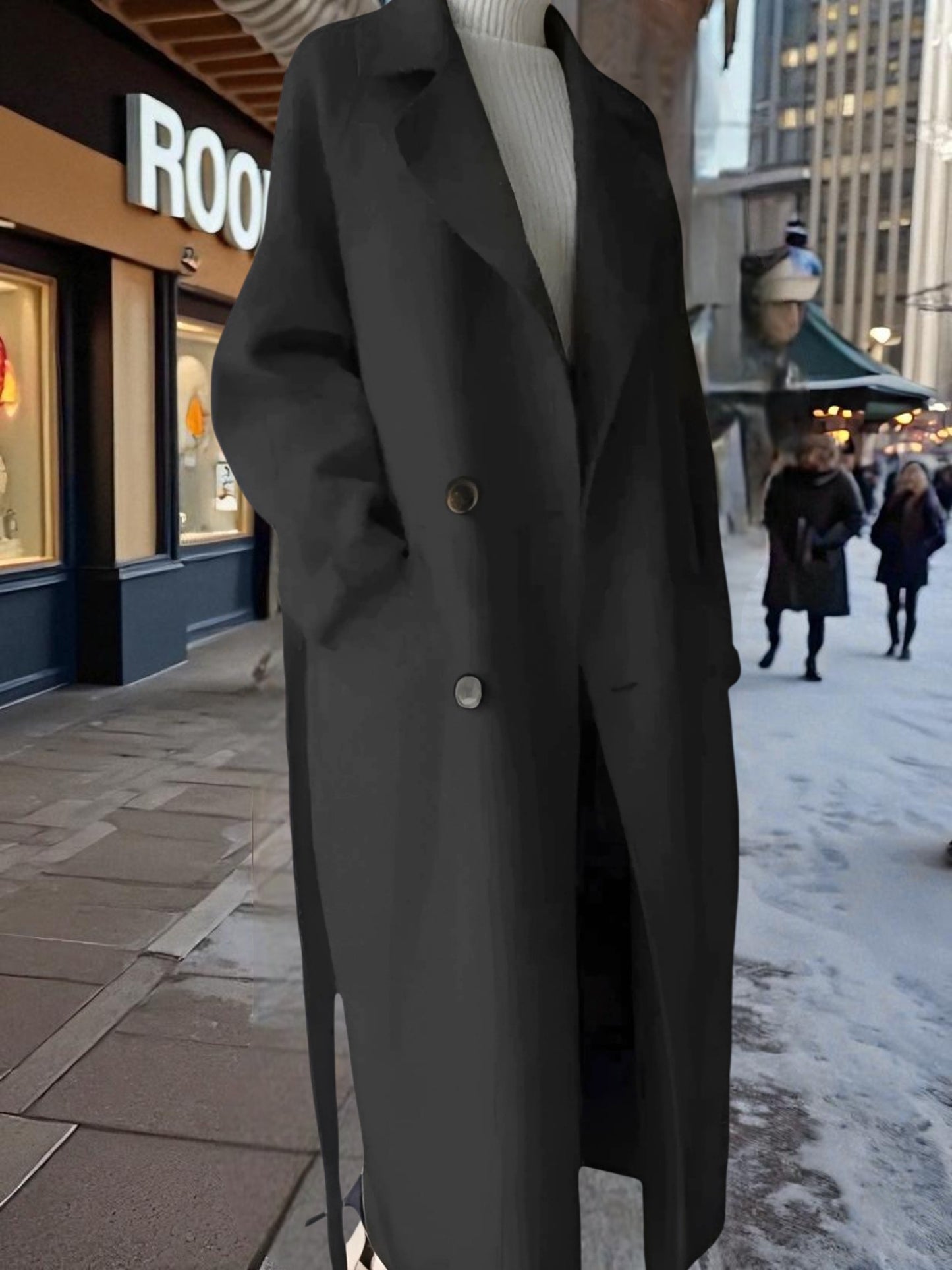 Trench Coat | Button Closure | Black